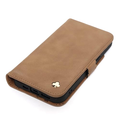 Porter Riley - Lederhülle kompatibel mit Google Pixel 9 Pro XL. Premium Echtleder Standhülle/Ledertasche/Brieftasche mit Karten Steckfächern und Standfunktion (Hellbraun) von Porter Riley
