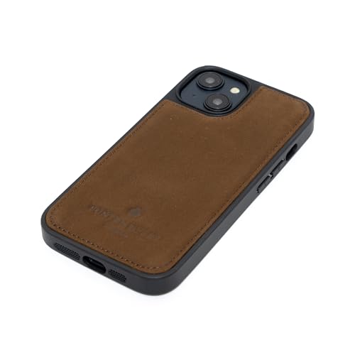 Porter Riley - Lederhülle kompatibel mit iPhone 12 / iPhone 12 Pro (6.1"). Premium Ultra Dünn Echtleder Bumper/Ledertasche/Stoßstange (Schokoladenbraun) von Porter Riley