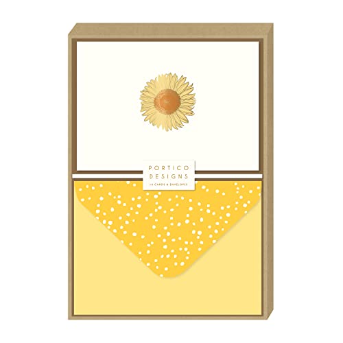 Portico Designs Notizkarten, Sonnenblume, Gelb, 15 x 10,5 cm - Grußkarten-Set mit 10 Stück, Dankeschön von Portico Designs Ltd