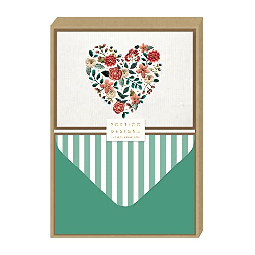 Portico Designs Gesticktes Herz – Notizkarten in Box von Portico Designs