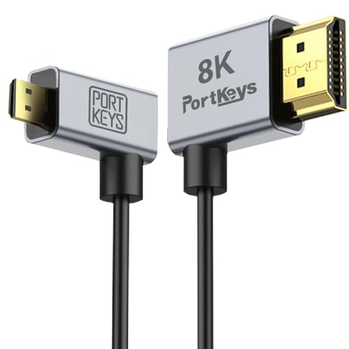 Portkeys 2 Stück 8K ultradünnes HDMI A auf D-Kabel, 2,5mm Durchmesser (2er-Pack, 1m und 30cm) (HDMI A-D, 2 Stück) von Portkeys