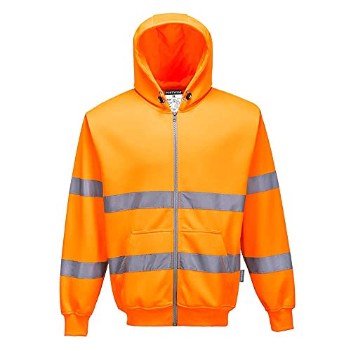 PORTWEST B305 - Warnschutz-Reißverschluss Kapuzen-Sweatshirt, 1 Stück, M, Orange, B305ORRM von Portwest