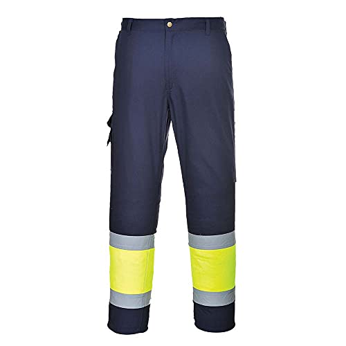 Portwest 2-farbige Warnschutz-Combat Hose, Größe: XL, Farbe: Gelb/Marine Tall, E049YNTXL von Portwest