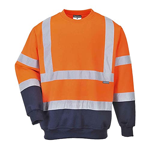 Portwest 2-farbiges Warnschutz-Sweatshirt, Größe: XL, Farbe: Orange/Marine, B306ONRXL von Portwest