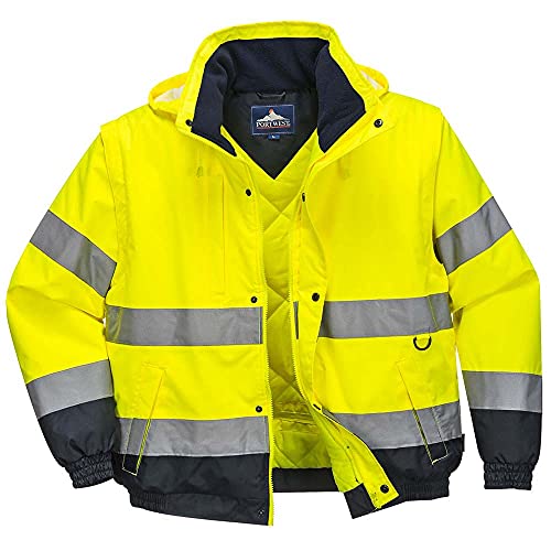 Portwest 2-in-1-Sicherheitsjacke. Farbe: Gelb/Marineblau, Größe: S, C468YERS von Portwest