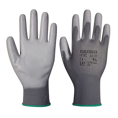 Portwest A120 Atmungsaktiver PU-Handflächenhandschuh, Grau, X-Small von Portwest