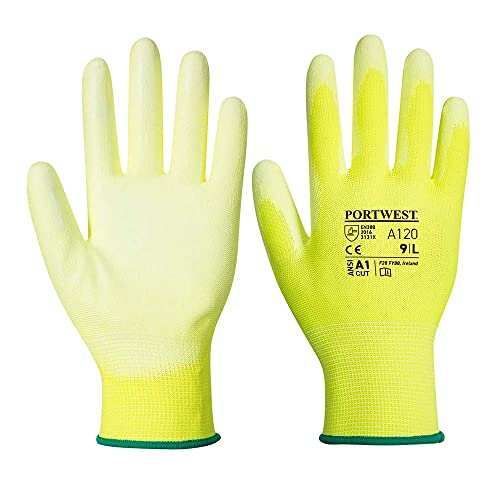 Portwest A120 atmungsaktiver PU-Handflächenhandschuh, gelb, X-Large von Portwest