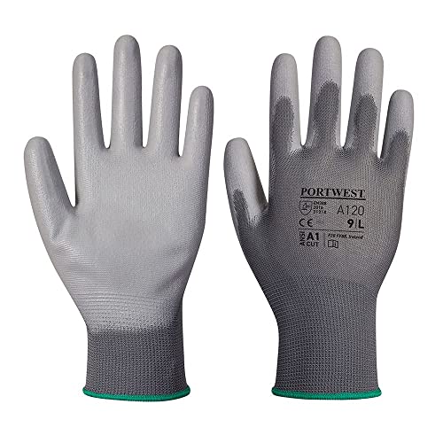 Portwest A120 atmungsaktiver PU-Handflächenhandschuh, grau, klein von Portwest