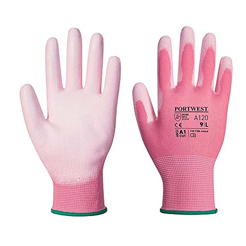 Portwest A120 atmungsaktiver PU-Handflächenhandschuh, rosa, groß von Portwest