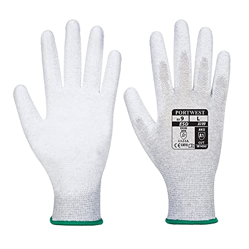 Portwest Antistatischer PU-Handflächen Handschuh, Größe: L, Farbe: Grau, A199GRRL von Portwest
