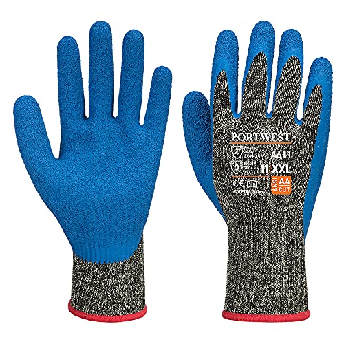 Portwest Aramid A611K4RXL HR Cut Latexhandschuh, Farbe: schwarz/blau, Größe: XL, A611K4RXL Portwest Aramid A611K4RXL HR Cut Latexhandschuh, Farbe: schwarz/blau, Größe: XL, A611K4RXL von Portwest