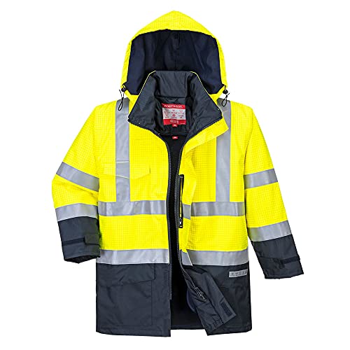 Portwest Bizflame Regen Warnschutz Multi-Norm Jacke, Größe: 4XL, Farbe: Gelb/Marine, S779YNR4XL von Portwest