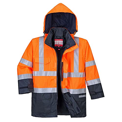Portwest Bizflame Regen Warnschutz Multi-Norm Jacke, Größe: M, Farbe: Orange/Marine, S779ONRM von Portwest