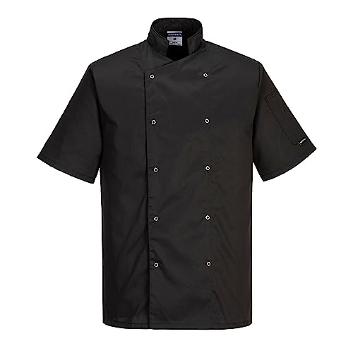 Portwest C733 Moderne Leichte Cumbria Kurzarm Kochjacke Schwarz, M von Portwest