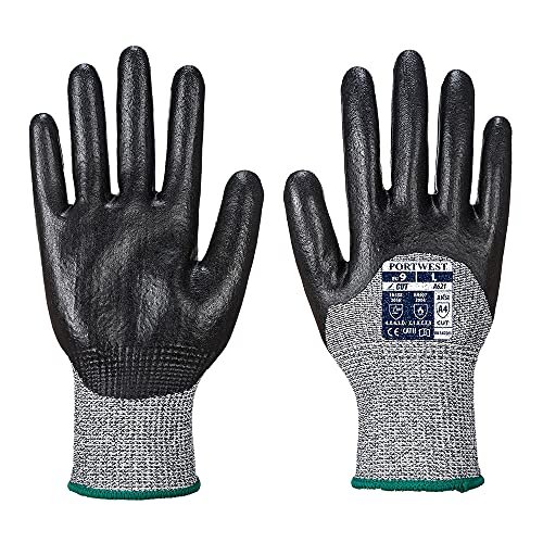 Portwest Cut/Heat/Grip 3/4 Nitrile Foam Gloves, Color: Blue/Black, Size: XXL, A621BKRXXL von Portwest