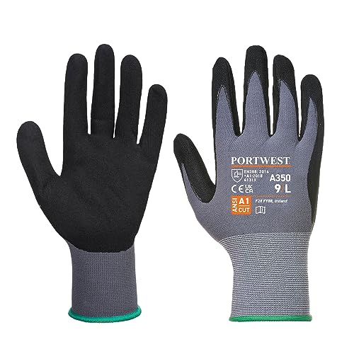 Portwest Dermiflex Nitrilschaum-Handschuh, Größe: L, Farbe: Schwarz, A350BKRL von Portwest