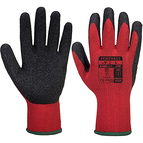 Portwest Grip Latex-Handschuh, Größe: M, Farbe: Rot/Schwarz, A100R8RM von Portwest