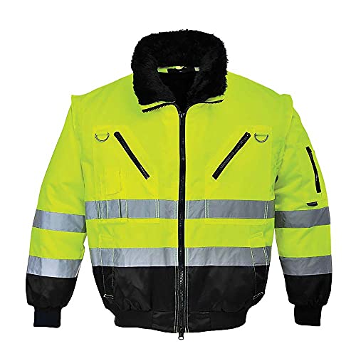 Portwest Hi-Vis Warnschutz 3-in-1 Pilotjacke, Größe: S, Farbe: Gelb/Schwarz, PJ50YBRS von Portwest