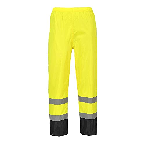 Portwest Klassische Kontrast Warnschutz-Regenhose, Größe: S, Farbe: Gelb/Schwarz, H444YBRS von Portwest