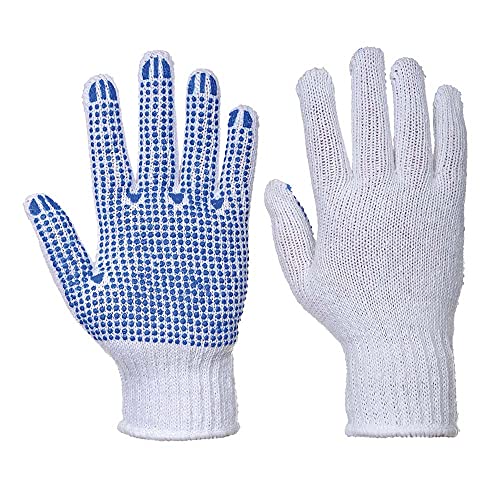 Portwest Klassischer Noppen- Handschuh, Größe: XS, Farbe: Weiß/Blau, A111WBRXS von Portwest