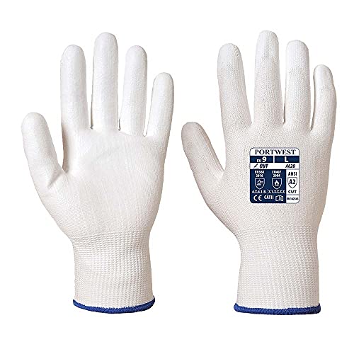 Portwest LR Cut PU Palm Glove, Color: White, Size: S, A620W6RS von Portwest