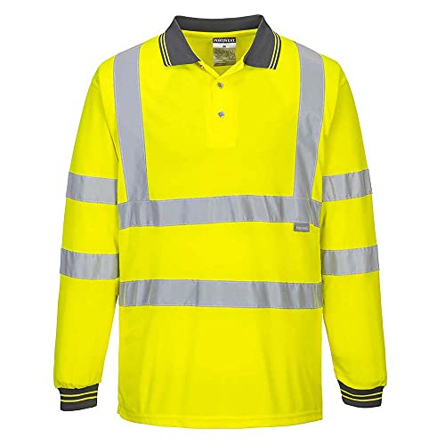 Portwest Langarm Warnschutz Polo Shirt, Größe: 4XL, Farbe: Gelb, S277YER4XL von Portwest