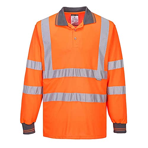 Portwest Langarm Warnschutz Polo Shirt, Größe: L, Farbe: Orange, S277ORRL von Portwest