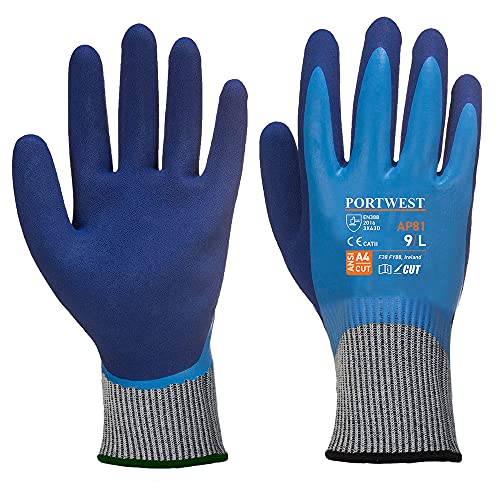 Portwest Liquid Pro HR Cut & Grip Gloves, Color: Blue, Size: L, AP81B4RL von Portwest
