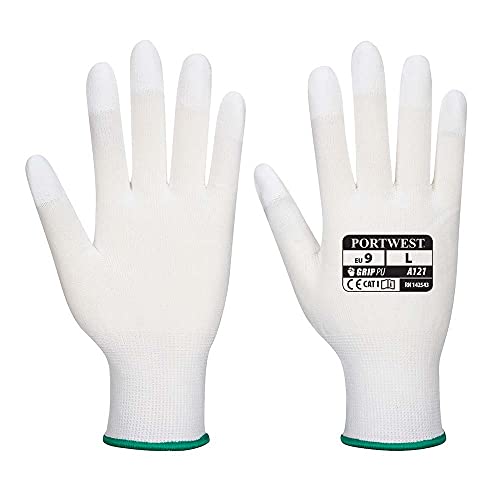 Portwest PU-Fingerkuppen Handschuh, Größe: L, Farbe: Weiß, A121WHRL von Portwest