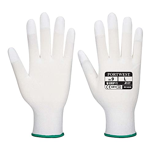 Portwest PU-Fingerkuppen Handschuh, Größe: XS, Farbe: Weiß, A121WHRXS von Portwest