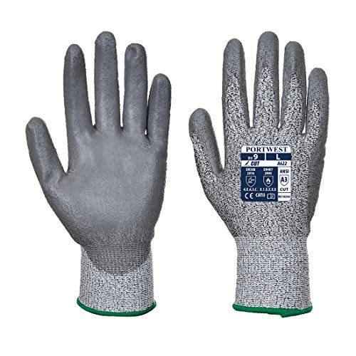 Portwest PU-Schaum-Schnittschutz-Handschuh, Größe: XXL, Farbe: Grau, A622G7RXXL von Portwest