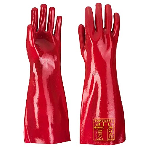Portwest PVC-Handschuh 45cm Stulpe, Größe: XL, Farbe: Rot, A445RERXL Portwest PVC-Handschuh 45cm Stulpe, Größe: XL, Farbe: Rot, A445RERXL von Portwest