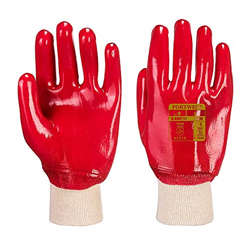 Portwest PVC-Knitwrist, Farbe: Rot. Größe: L, A400RERL von Portwest