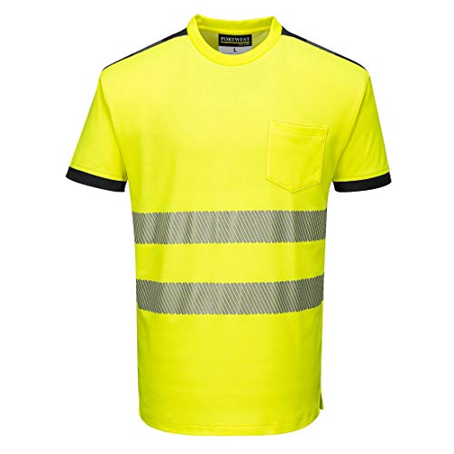 Portwest PW3 Hi-vis T-Shirt, kurzarm, Größe: 4XL, Farbe: Gelb/Schwarz, T181YBR4XL von Portwest