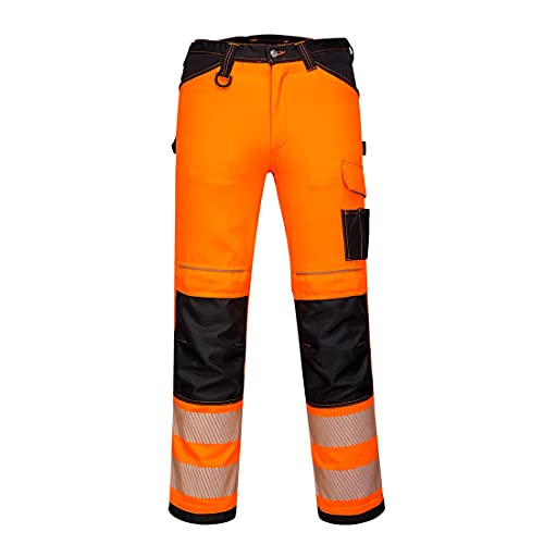 Portwest PW3 Warnschutz-Arbeitshose, Größe: 28, Farbe: Orange/Schwarz Short, PW340OBS28 von Portwest