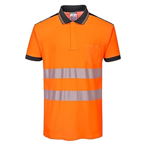 Portwest PW3 Warnschutz-Poloshirt, Größe: S, Farbe: Orange/Schwarz, T180OBRS von Portwest