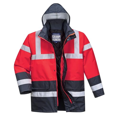 Portwest Warnschutz Kontrast Traffic-Jacke, Größe: XXL, Farbe: Rot/Marine, S466RNRXXL von Portwest