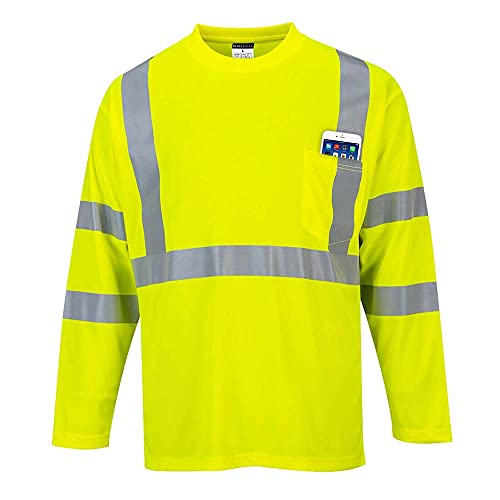Portwest Warnschutz Langarm T-Shirt mit Brusttasche, Größe: M, Farbe: Gelb, S191YERM von Portwest