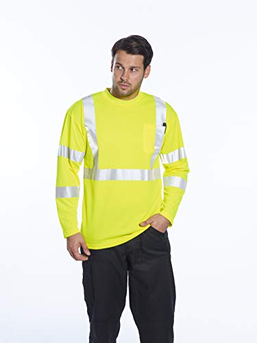 Portwest Warnschutz Langarm T-Shirt mit Brusttasche, Größe: M, Farbe: Gelb, S191YERM von Portwest