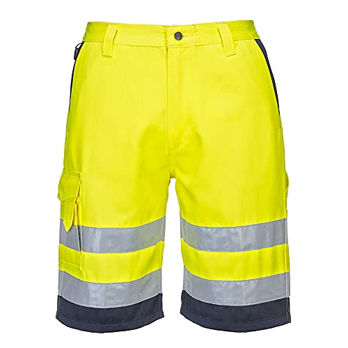 Portwest Warnschutz-Shorts aus Polyester-Baumwolle, Größe: M, Farbe: Gelb/Marine, E043YNRM von Portwest