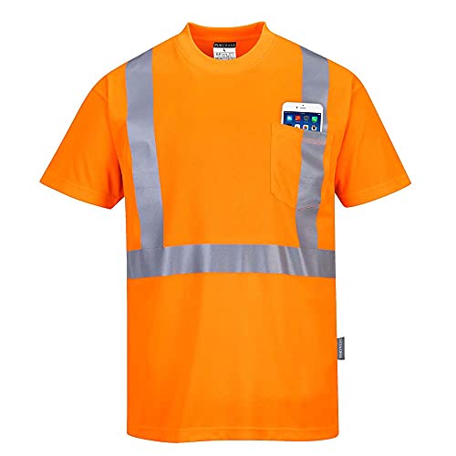 Portwest Warnschutz-T-Shirt mit BRUSTTASCHE, Größe: S, Farbe: Orange, S190ORRS von Portwest