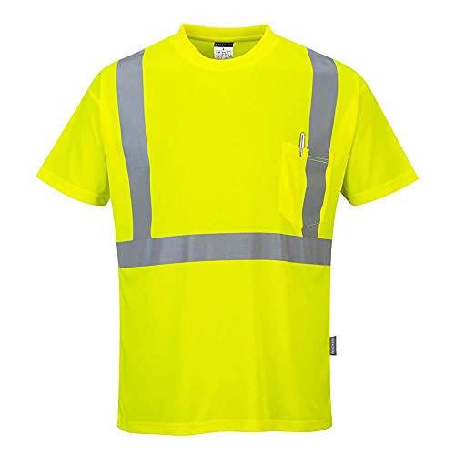 Portwest Warnschutz-T-Shirt mit BRUSTTASCHE, Größe: XXXL, Farbe: Gelb, S190YERXXXL von Portwest
