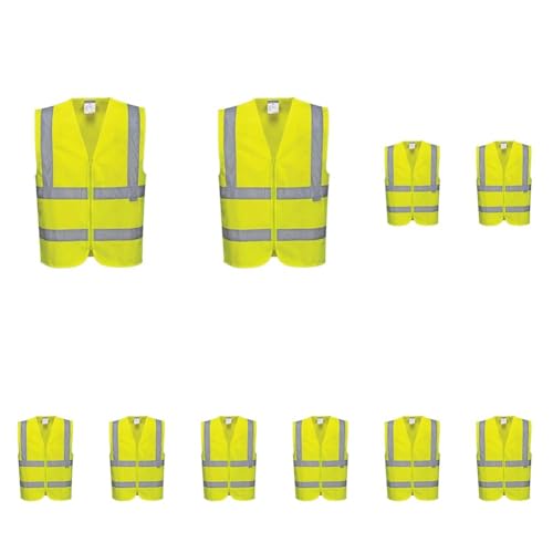 Portwest Warnschutzweste mit Reißverschluss, Größe: XL, Farbe: Gelb, C375YERXL (Packung mit 4) von Portwest