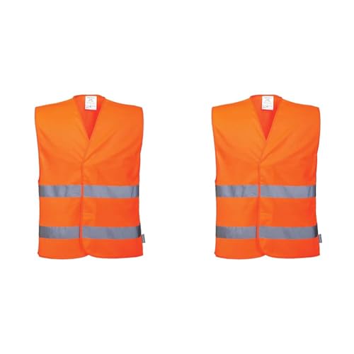 Portwest Zwei Reflex-Streifen Warnschutzweste, Größe: 4X/5X, Farbe: Orange, C474ORR4X/5X (Packung mit 2) von Portwest