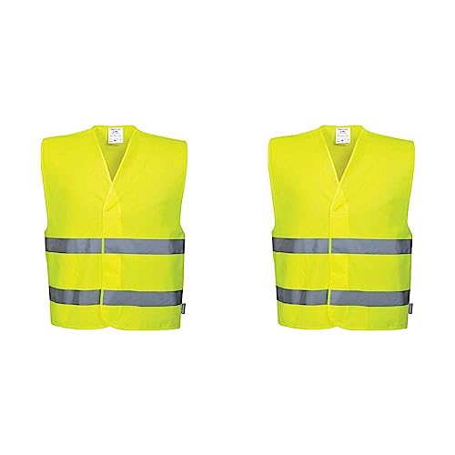 Portwest Zwei Reflex-Streifen Warnschutzweste, Größe: L/XL, Farbe: Gelb, C474YERL/XL (Packung mit 2) von Portwest