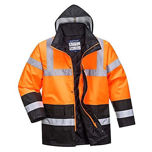 Portwest Zweifarbige Warnschutz-Verkehrs-Jacke, Größe: M, Farbe: Orange/Schwarz, S467OBRM von Portwest