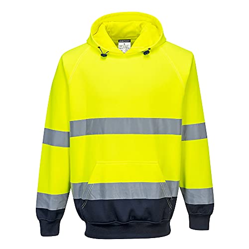 Portwest Zweifarbiges Kapuzen-Sweatshirt, Größe:L, Farbe:Gelb/Marineblau, B316YNRL von Portwest