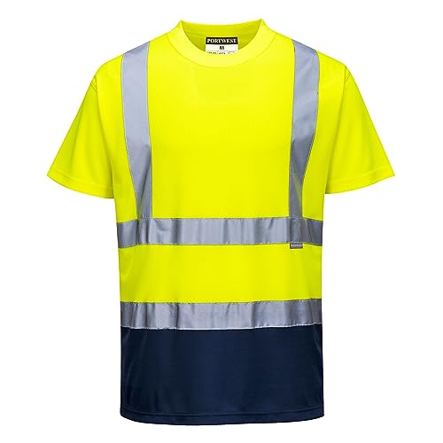 Portwest Zweifarbiges Warnschutz T-Shirt, Größe: 4XL, Farbe: Gelb/Marine, S378YNR4XL von Portwest