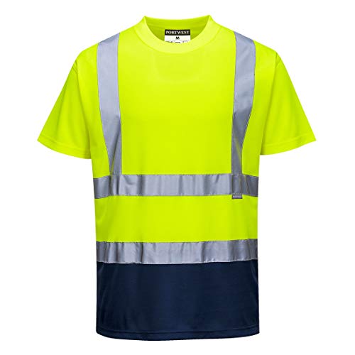 Portwest Zweifarbiges Warnschutz T-Shirt, Größe: S, Farbe: Gelb/Marine, S378YNRS von Portwest