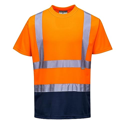 Portwest Zweifarbiges Warnschutz T-Shirt, Größe: S, Farbe: Orange/Marine, S378ONRS von Portwest